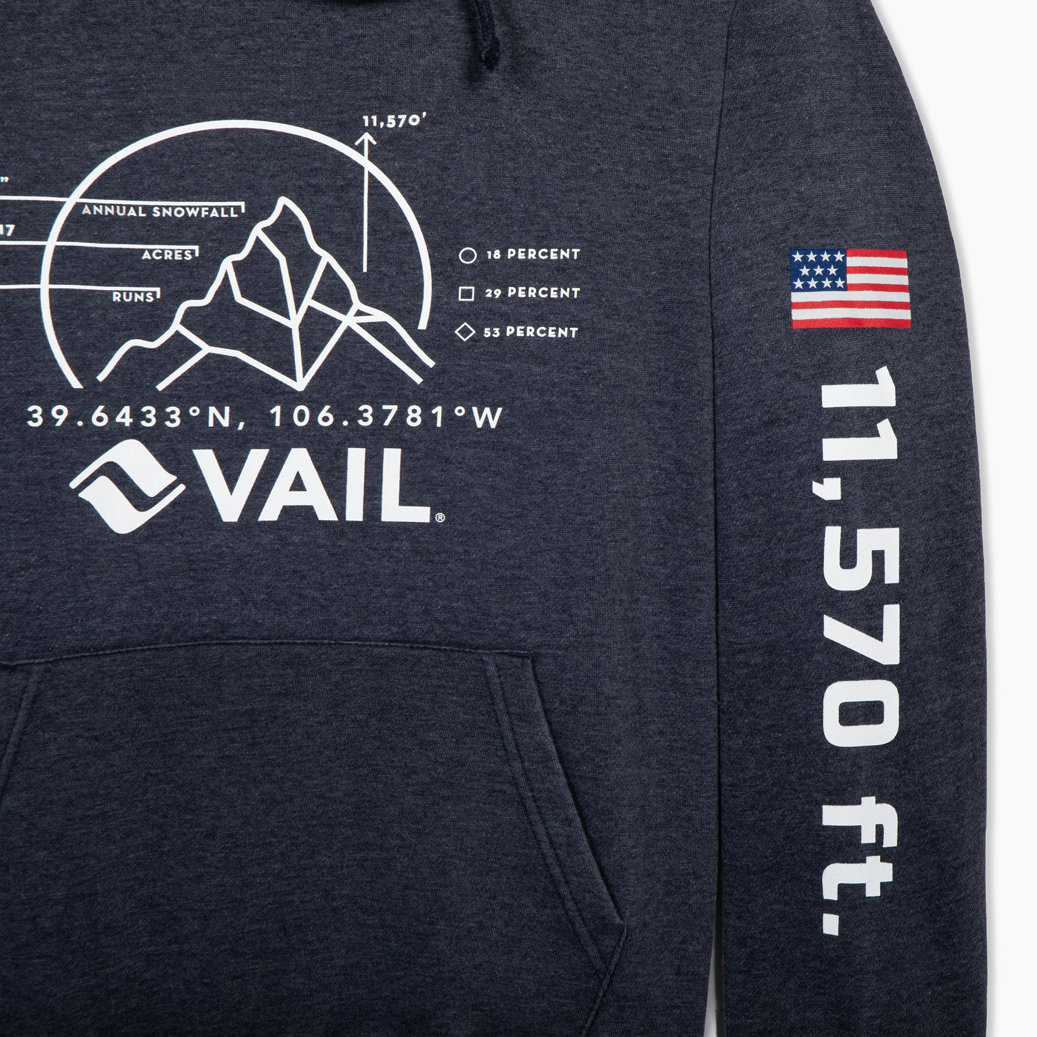 Vail Mountain Stats Weathered Hooded Sweatshirt