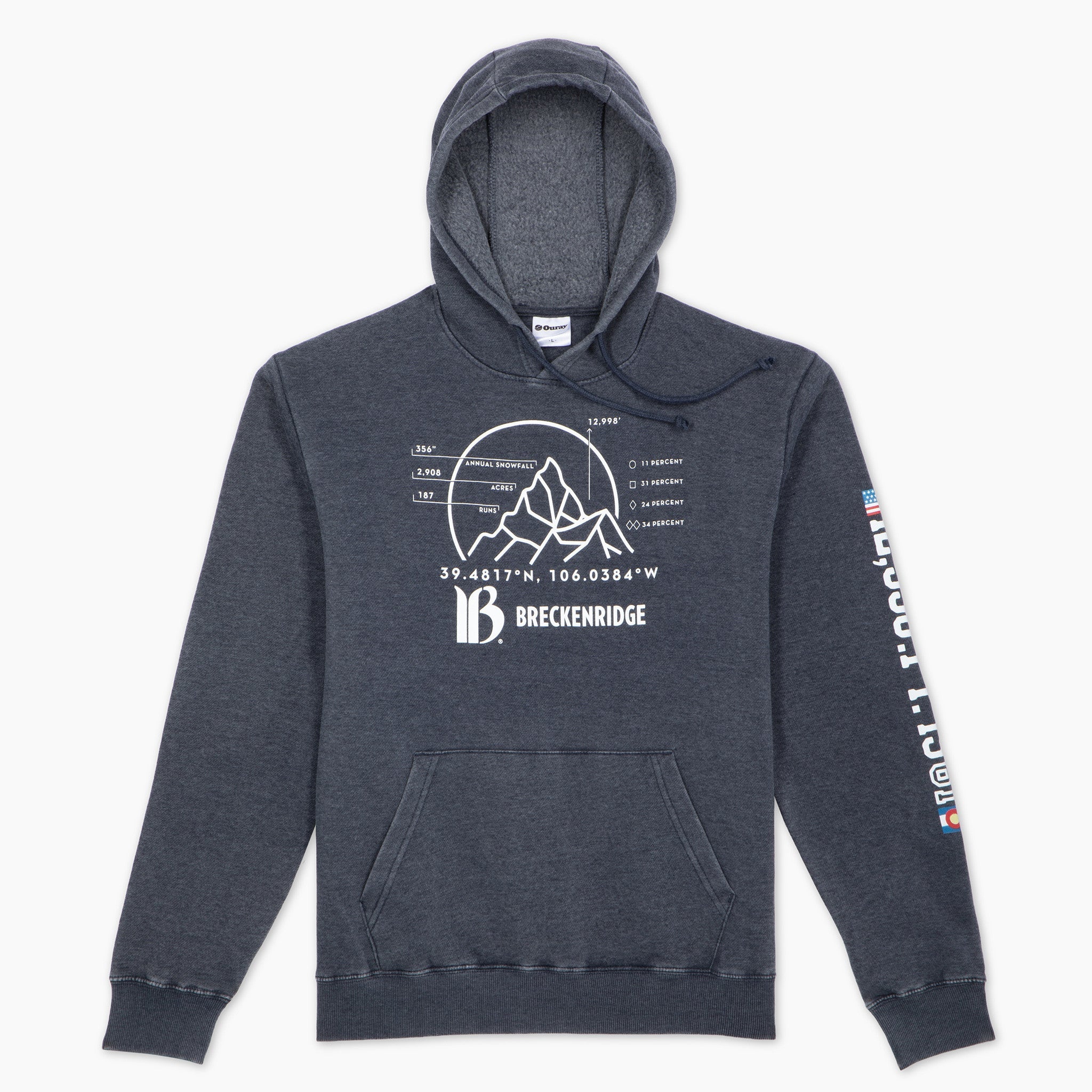Breckenridge Mountain Stats Weathered Hooded Sweatshirt