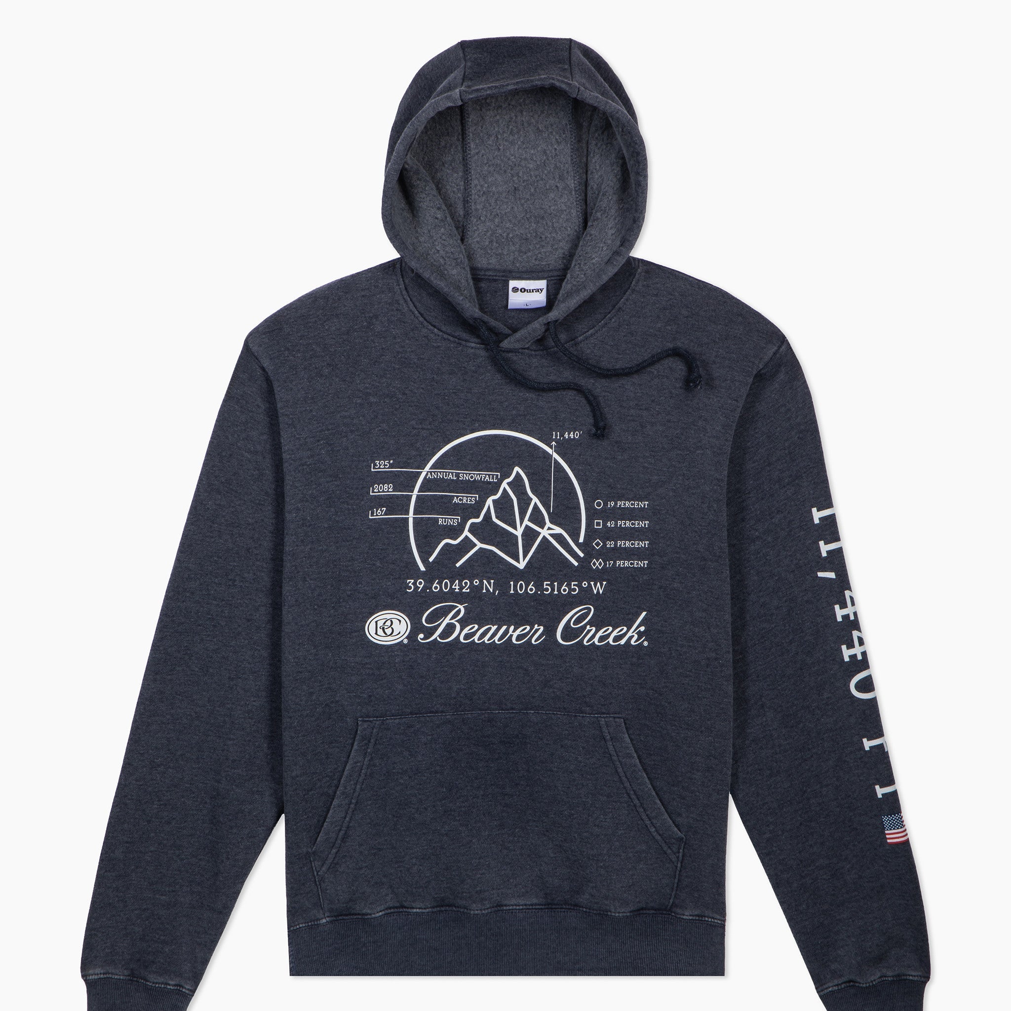 Beaver Creek Mountain Stats Weathered Hooded Sweatshirt